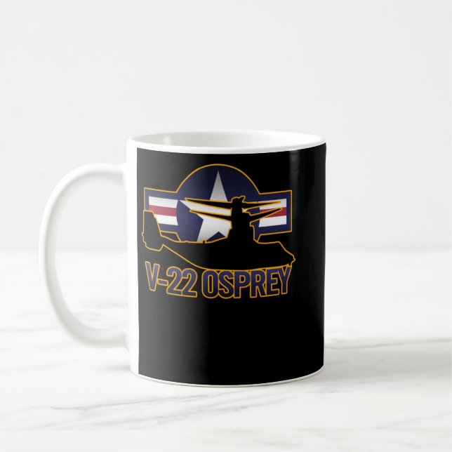 Caneca De Café Silhueta de aeronaves militares V22 Osprey com os  (Esquerda)