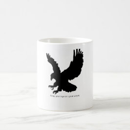 Caneca De Café Silhueta de Águia Motivacional Fique de Olho em Vo