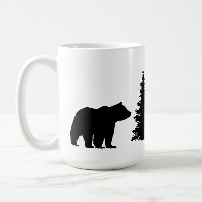 Caneca De Café Silhueta de árvores e urso (Esquerda)
