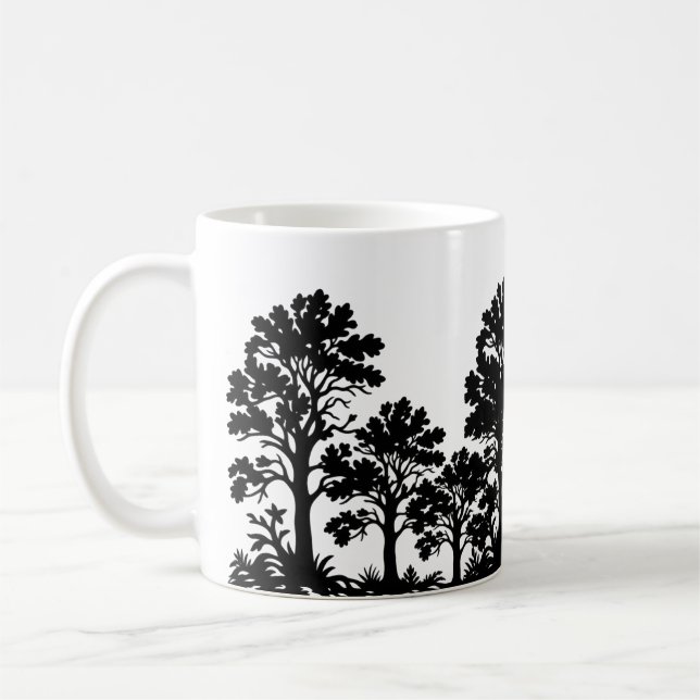 Caneca de Café Silhueta de Árvores Pretas (Esquerda)