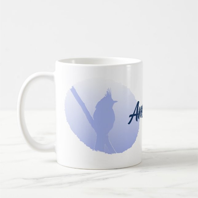 Caneca De Café Silhueta de aves naturais pacíficas azul claro (Esquerda)