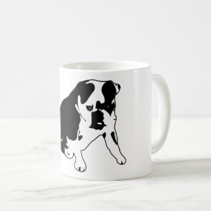 Caneca De Café Silhueta de Bulldog Arte em Preto e Branco de Cach