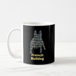 Caneca De Café Silhueta de Bulldog Francês Amarelo e Preto