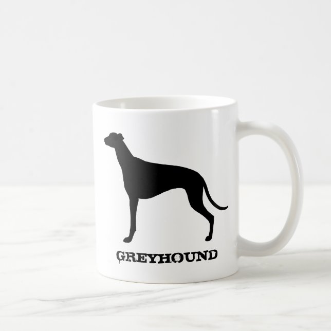 Caneca De Café Silhueta De Cachorro De Greyhound (Direita)