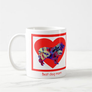 Caneca De Café Silhueta de Cão Collie Áspero no Dia dos Namorados