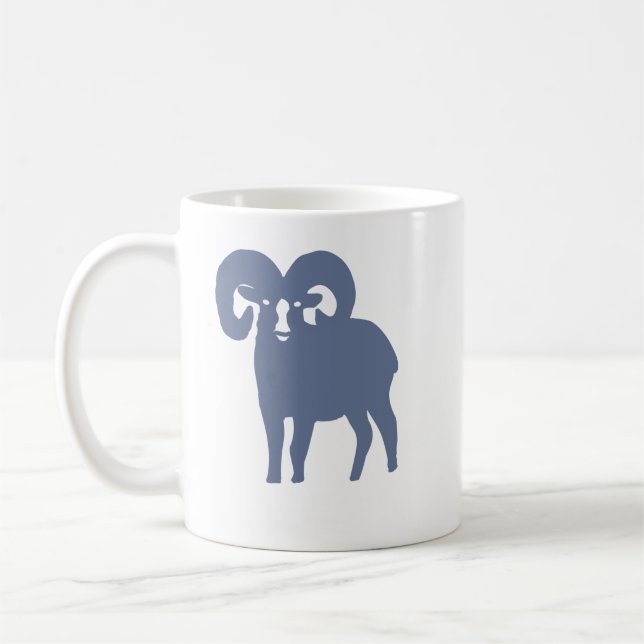 Caneca de Café Silhueta de Carneiro Azul Áries (Esquerda)