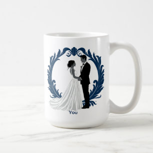 Caneca De Café Silhueta de Casal de Noivos de Mãos Dadas
