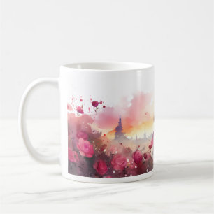 Caneca De Café Silhueta De Casal Em Aquarela Casada