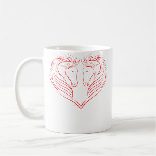 Caneca De Café Silhueta de Cavalo Amor de Cavalo Coração Cavalgan