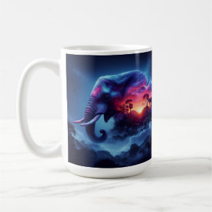 Caneca De Café Silhueta de Elefante Pôr do Sol Vibrante Safari