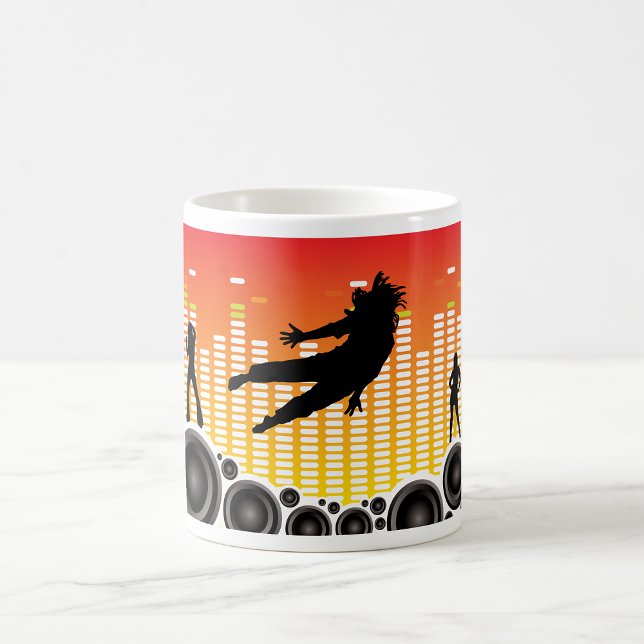 Caneca De Café Silhueta de Festa de Dança Urbana com Alto-falante (Criador carregado)