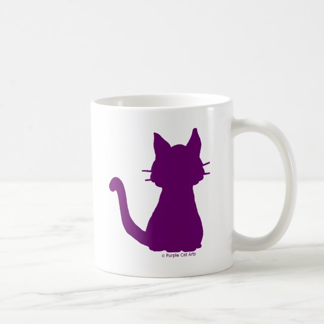 Caneca De Café Silhueta de Gato Roxo (Direita)