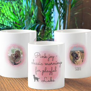 Caneca De Café Silhueta de Labrador Retriever Rosa Pastel Persona