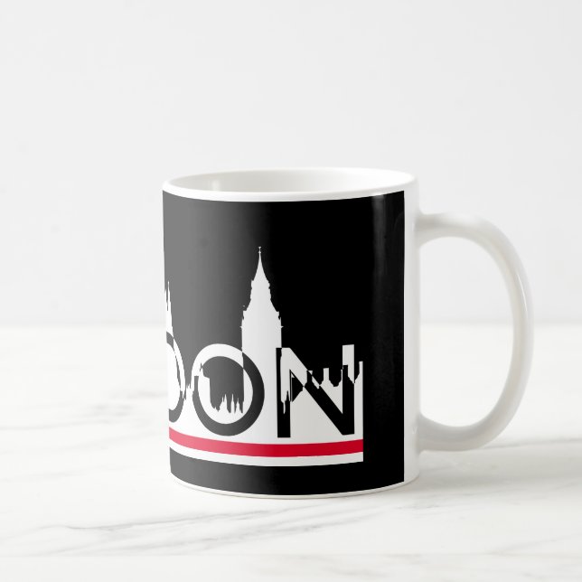 Caneca De Café Silhueta de Londres e bandeira da Inglaterra (Direita)