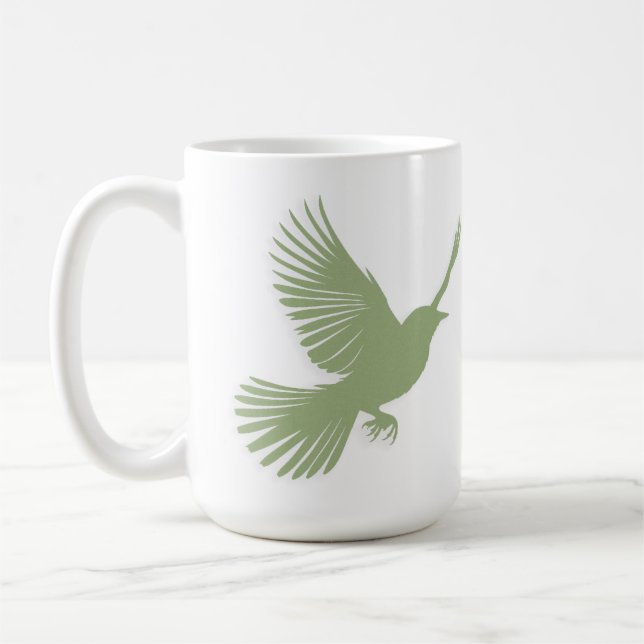 Caneca De Café Silhueta de Pássaro Voador Verde Salvia Escandinav (Esquerda)