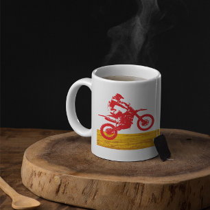 Caneca De Café Silhueta de Piloto de Motocross Vermelho