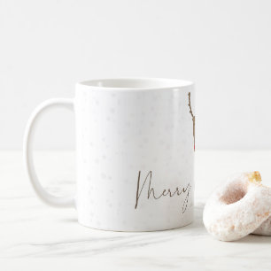 Caneca De Café Silhueta de rena em arte linear da SlipperyJoe min