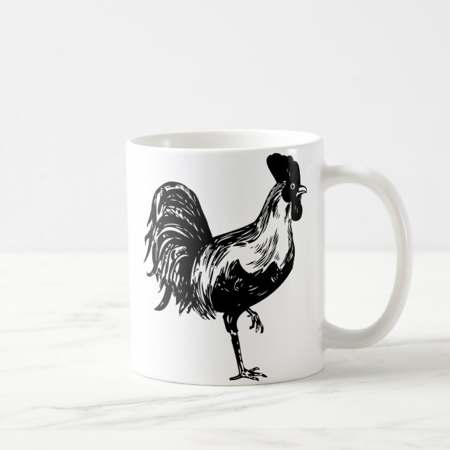 Caneca De Café Silhueta de Rooster (Direita)