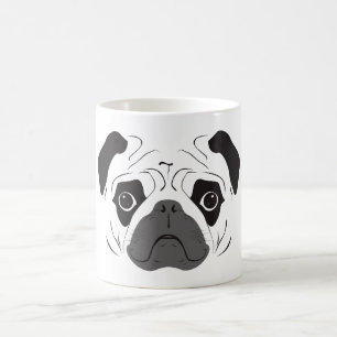 Caneca De Café Silhueta de rosto de Pug