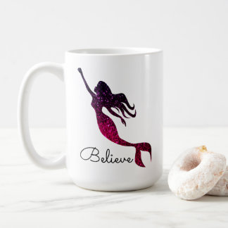 Caneca De Café Silhueta de Sereia Roxo Inspiracional Acredita