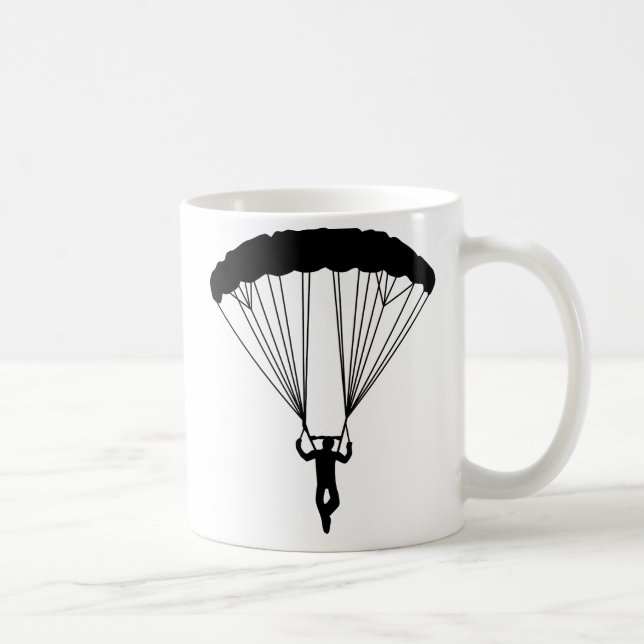 Caneca De Café silhueta de skydiver (Direita)