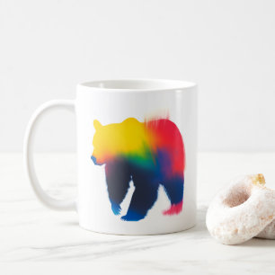 Caneca De Café Silhueta de Urso de Tinta Minimalista