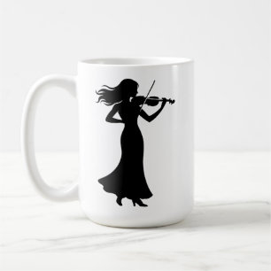 Caneca De Café Silhueta de Violinista Senhora
