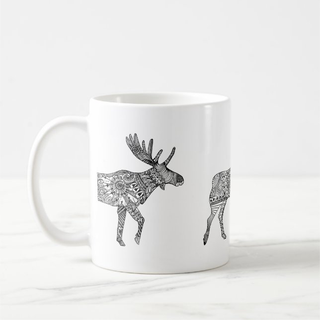 Caneca De Café Silhueta Mose Ornamental Negra (Esquerda)