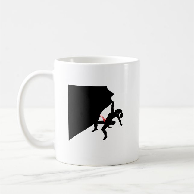 Caneca De Café Silhueta Negra Menina de Montanha Subindo (Esquerda)
