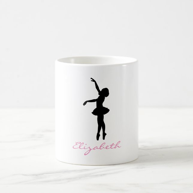 Caneca De Café Silhueta Preta Dancer do balé Personalizada (Centro)