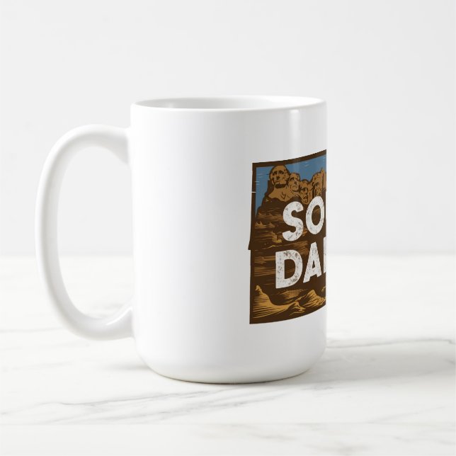 Caneca De Café Silhueta Retro Cênica de Dakota do Sul (Esquerda)