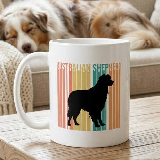 Caneca De Café Silhueta Retro do Australian Shepherd