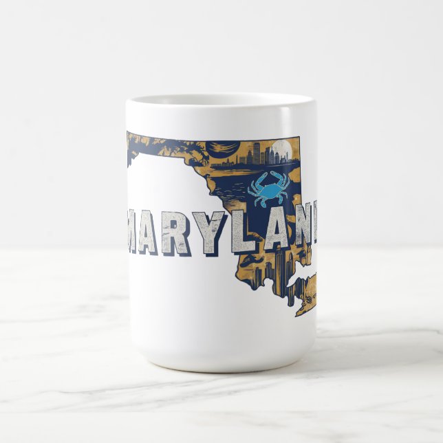 Caneca De Café Silhueta Retro Panorâmica de Maryland  (Centro)