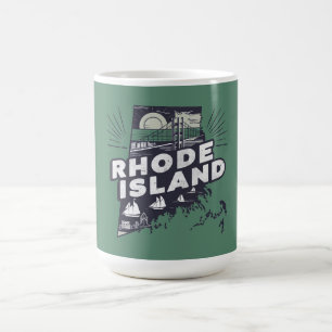 Caneca De Café Silhueta Retroativa da Ilha de Rhode Cênica