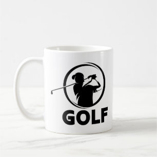 Caneca De Café Silhueta Swing de Golfe Preto e Branco