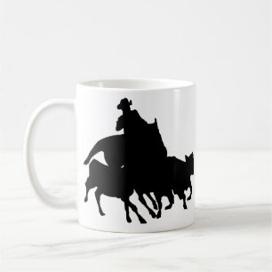 Caneca De Café Silhuetas - cavalos - encerrar da equipe