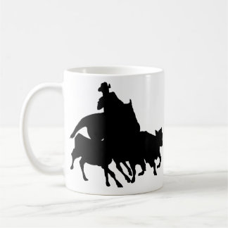 Caneca De Café Silhuetas - cavalos - encerrar da equipe