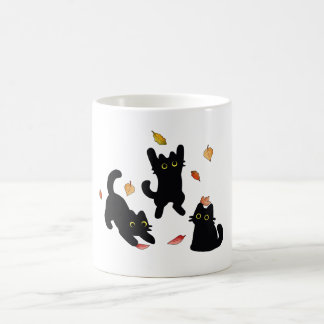 Caneca De Café Silhuetas de Gato Preto de Outono