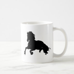 Caneca De Café Silhuette de Cavalo Branco Negro Corrente