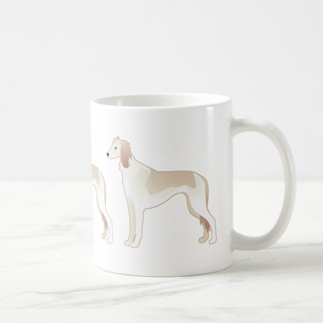 Caneca De Café Silhuette de Ilustração Básica de Cachorro Saluki (Direita)