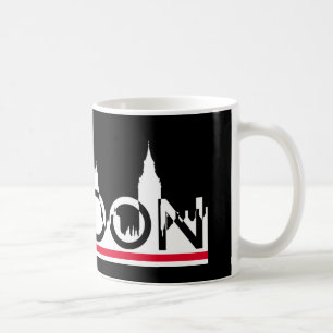 Caneca De Café Silhuette de Londres e bandeira inglesa