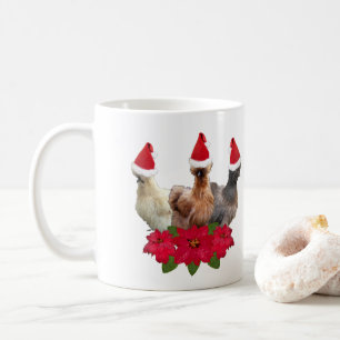 Caneca De Café Silkie Bantam Chicken Trio de Natal Poinsettia