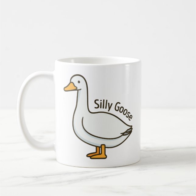 Caneca De Café Silly Goose Funny Cartoon Goose (Esquerda)