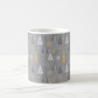 Caneca De Café Silver and Gold Christmas Trees