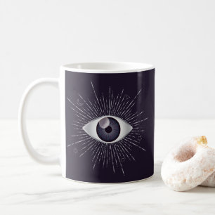 Caneca De Café Silver e Violet Mystic Mau Eye Nazar Mati