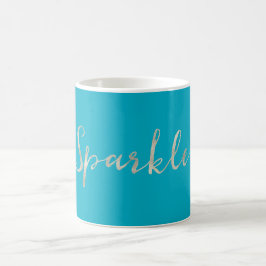 Caneca De Café Silver Sparkle Bright Aqua Azul