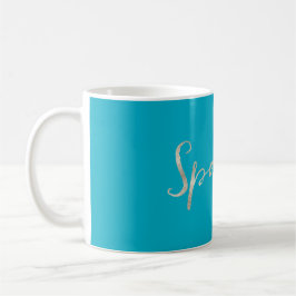 Caneca De Café Silver Sparkle Bright Aqua Azul