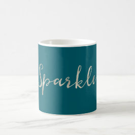 Caneca De Café Silver Sparkle Teal Green
