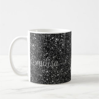 Caneca De Café Silver Sparkly Name personalizado Caça cerâmica