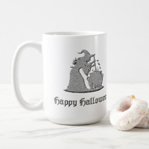 Caneca De Café Silver Witch e Cauldron Halloween